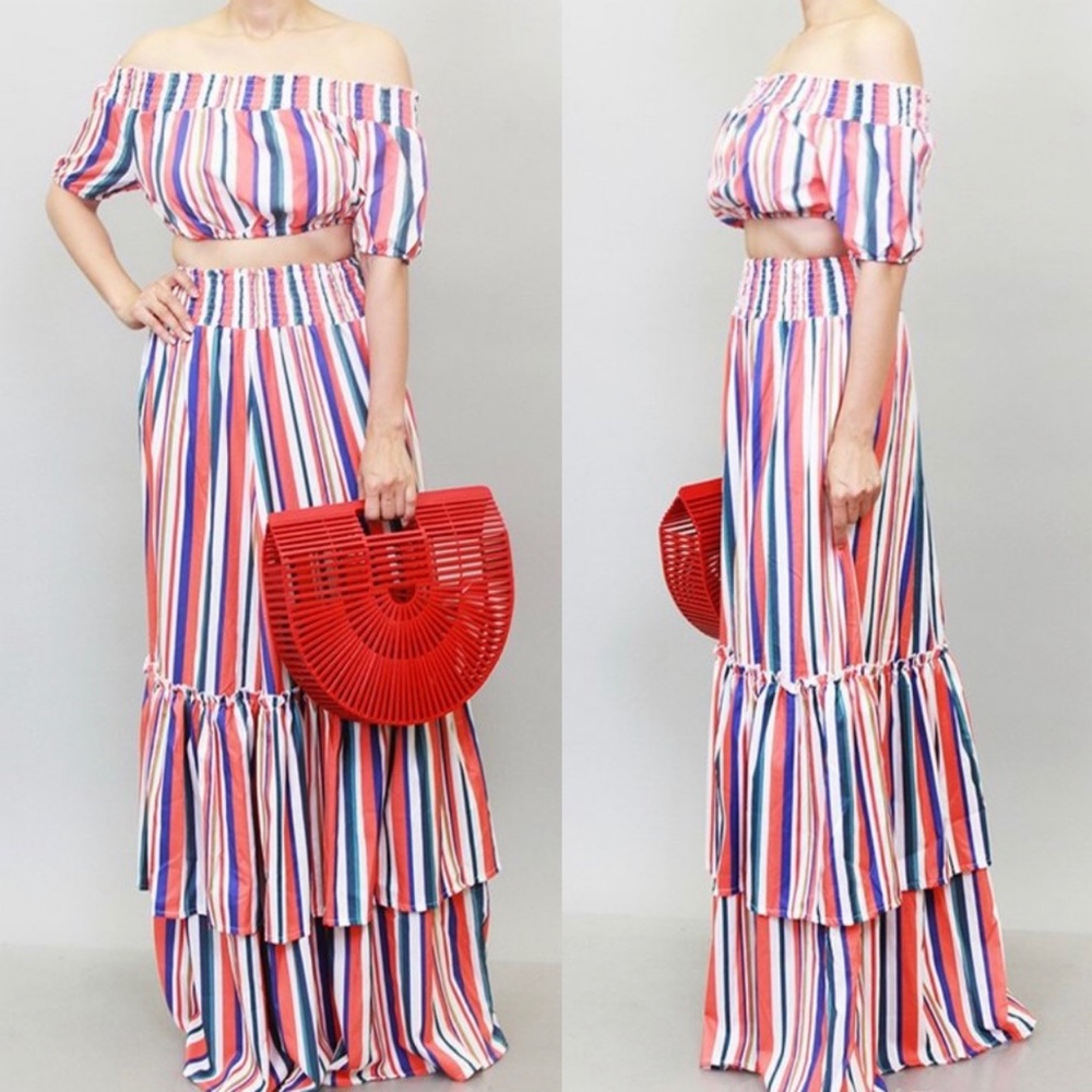 2 piece striped maxi set